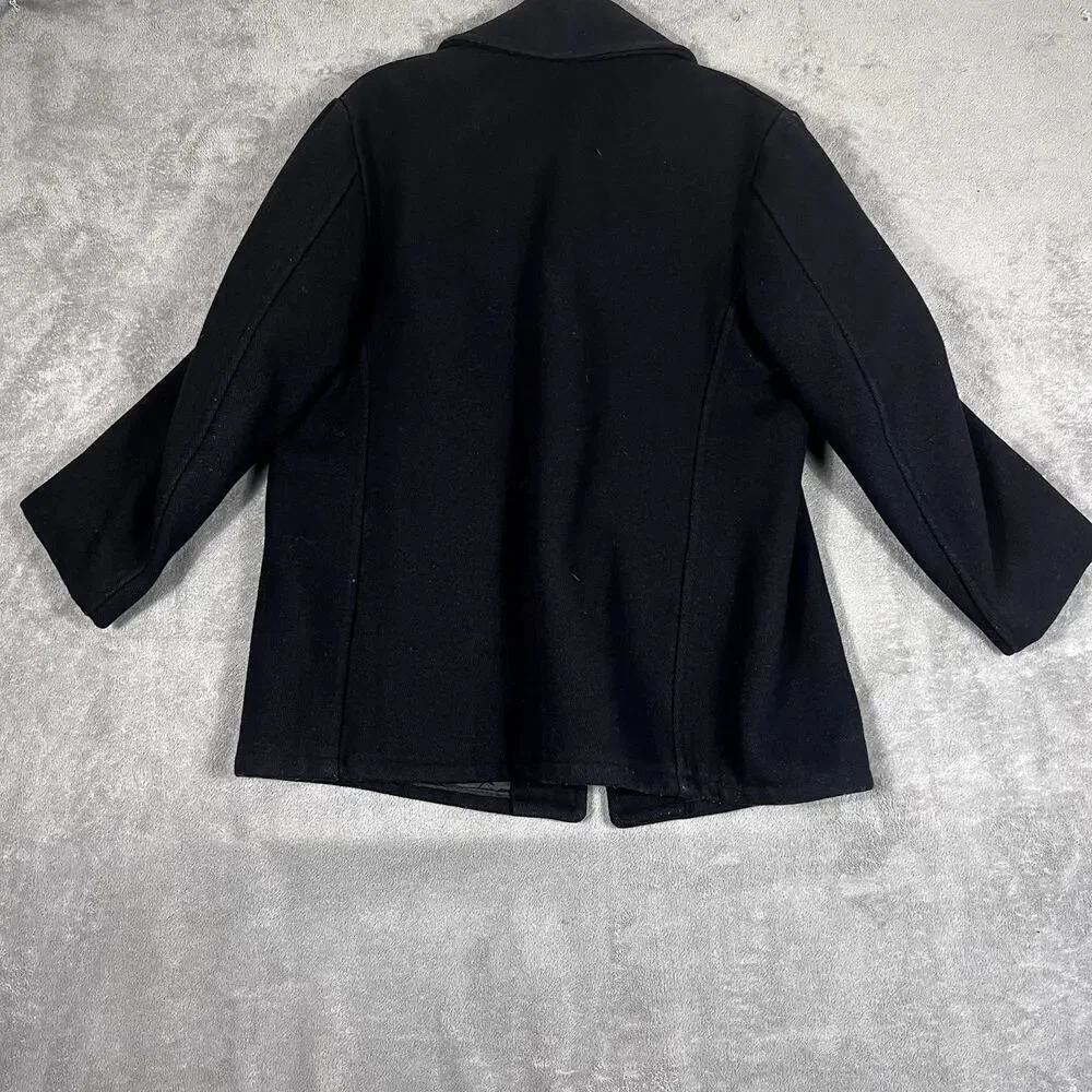 Fox Knapp Mens Vintage Wool Blend Pea Coat Navy Size 20 Classic Military Style‎